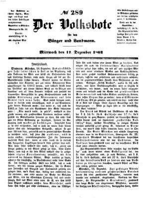 Der Volksbote für den Bürger und Landmann Mittwoch 17. Dezember 1862