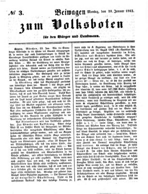 Der Volksbote für den Bürger und Landmann Montag 20. Januar 1862