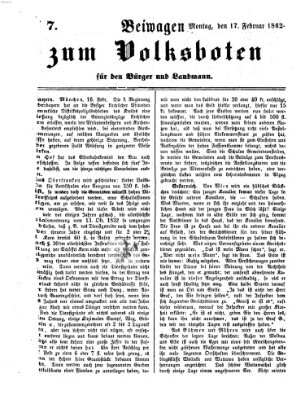 Der Volksbote für den Bürger und Landmann Montag 17. Februar 1862