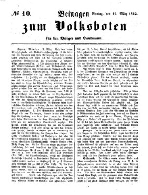 Der Volksbote für den Bürger und Landmann Montag 10. März 1862