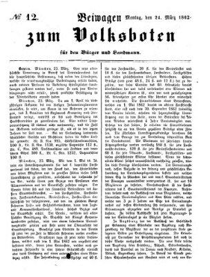 Der Volksbote für den Bürger und Landmann Montag 24. März 1862