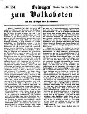 Der Volksbote für den Bürger und Landmann Montag 16. Juni 1862