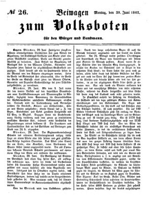 Der Volksbote für den Bürger und Landmann Montag 30. Juni 1862