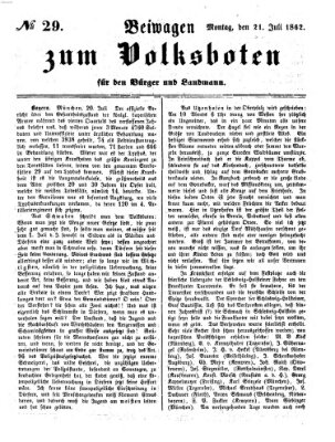 Der Volksbote für den Bürger und Landmann Montag 21. Juli 1862