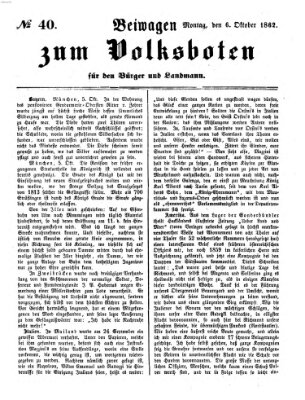 Der Volksbote für den Bürger und Landmann Montag 6. Oktober 1862