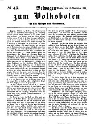 Der Volksbote für den Bürger und Landmann Montag 10. November 1862