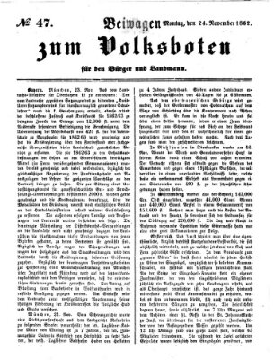 Der Volksbote für den Bürger und Landmann Montag 24. November 1862