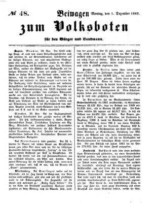 Der Volksbote für den Bürger und Landmann Montag 1. Dezember 1862