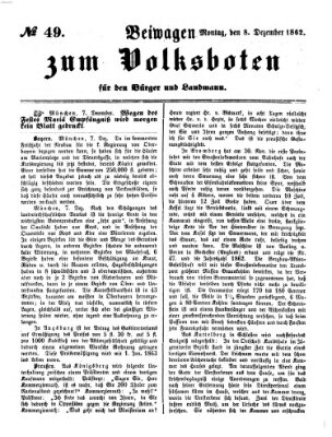 Der Volksbote für den Bürger und Landmann Montag 8. Dezember 1862