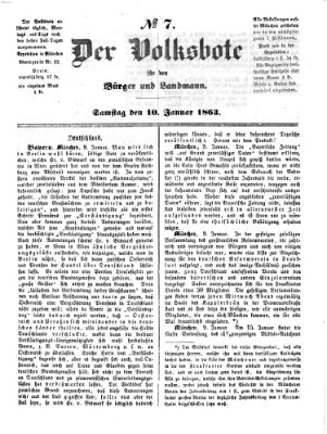 Der Volksbote für den Bürger und Landmann Samstag 10. Januar 1863