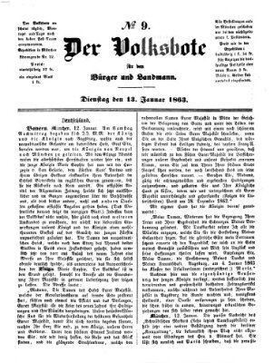 Der Volksbote für den Bürger und Landmann Dienstag 13. Januar 1863