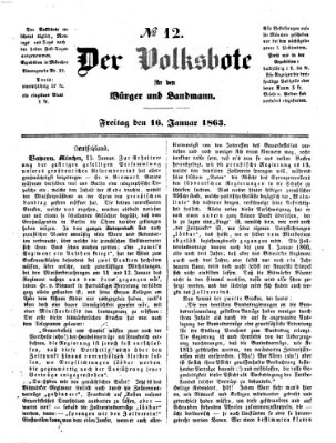 Der Volksbote für den Bürger und Landmann Freitag 16. Januar 1863