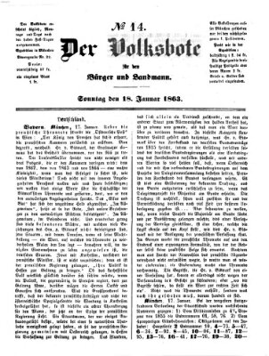 Der Volksbote für den Bürger und Landmann Sonntag 18. Januar 1863