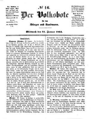 Der Volksbote für den Bürger und Landmann Mittwoch 21. Januar 1863