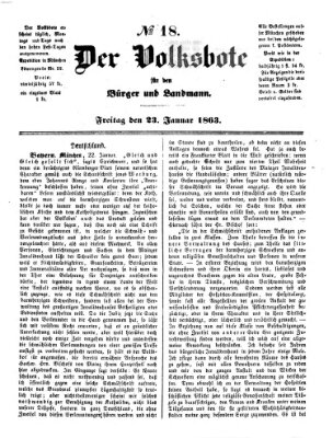 Der Volksbote für den Bürger und Landmann Freitag 23. Januar 1863