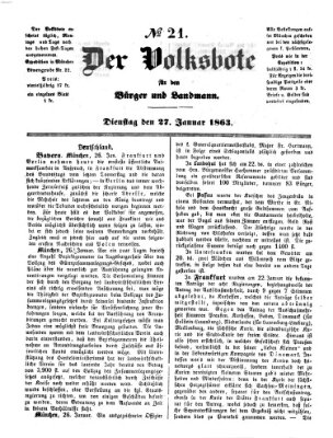 Der Volksbote für den Bürger und Landmann Dienstag 27. Januar 1863