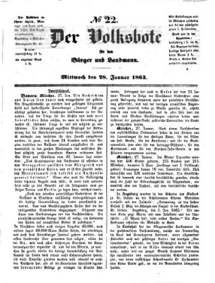 Der Volksbote für den Bürger und Landmann Mittwoch 28. Januar 1863