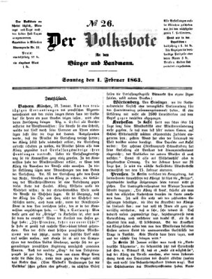 Der Volksbote für den Bürger und Landmann Sonntag 1. Februar 1863