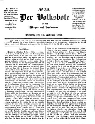 Der Volksbote für den Bürger und Landmann Dienstag 10. Februar 1863