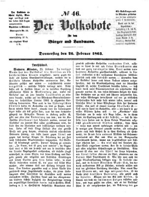 Der Volksbote für den Bürger und Landmann Donnerstag 26. Februar 1863