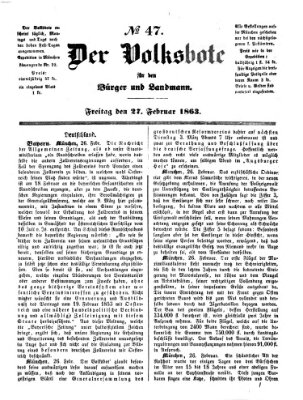 Der Volksbote für den Bürger und Landmann Freitag 27. Februar 1863