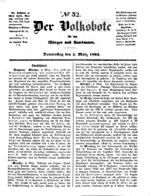 Der Volksbote für den Bürger und Landmann Donnerstag 5. März 1863