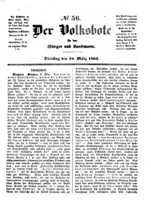 Der Volksbote für den Bürger und Landmann Dienstag 10. März 1863