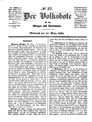 Der Volksbote für den Bürger und Landmann Mittwoch 11. März 1863