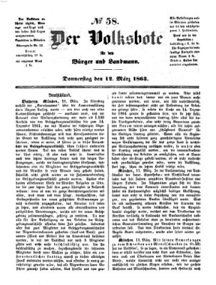 Der Volksbote für den Bürger und Landmann Donnerstag 12. März 1863