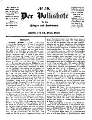 Der Volksbote für den Bürger und Landmann Freitag 13. März 1863