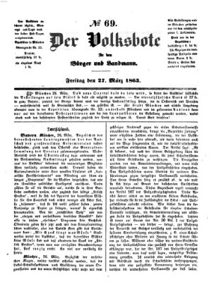 Der Volksbote für den Bürger und Landmann Freitag 27. März 1863