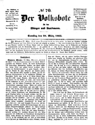 Der Volksbote für den Bürger und Landmann Samstag 28. März 1863