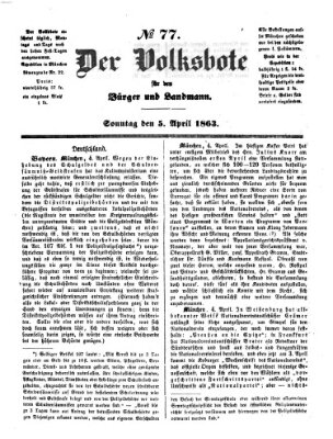 Der Volksbote für den Bürger und Landmann Sonntag 5. April 1863