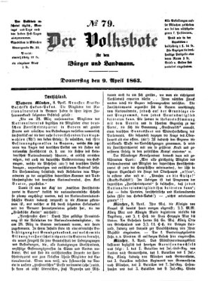 Der Volksbote für den Bürger und Landmann Donnerstag 9. April 1863