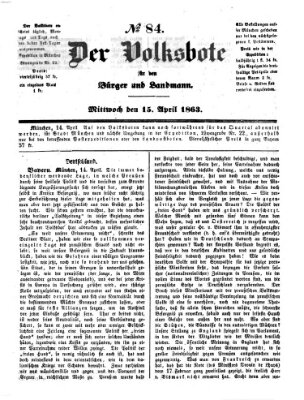 Der Volksbote für den Bürger und Landmann Mittwoch 15. April 1863