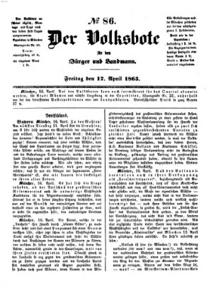 Der Volksbote für den Bürger und Landmann Freitag 17. April 1863