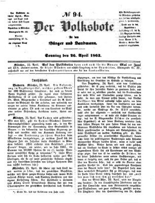 Der Volksbote für den Bürger und Landmann Sonntag 26. April 1863