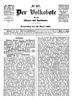 Der Volksbote für den Bürger und Landmann Donnerstag 30. April 1863