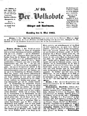 Der Volksbote für den Bürger und Landmann Samstag 2. Mai 1863