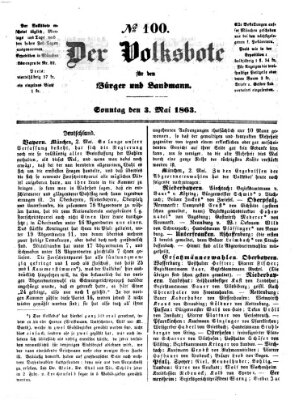 Der Volksbote für den Bürger und Landmann Sonntag 3. Mai 1863