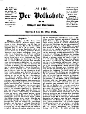 Der Volksbote für den Bürger und Landmann Mittwoch 13. Mai 1863