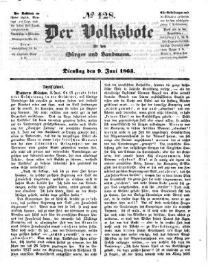 Der Volksbote für den Bürger und Landmann Dienstag 9. Juni 1863