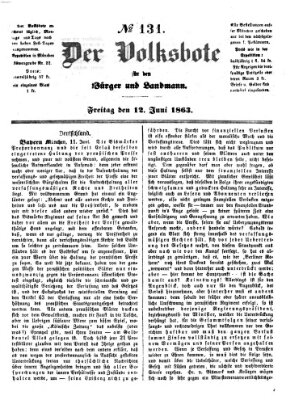 Der Volksbote für den Bürger und Landmann Freitag 12. Juni 1863