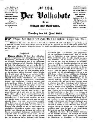 Der Volksbote für den Bürger und Landmann Dienstag 16. Juni 1863