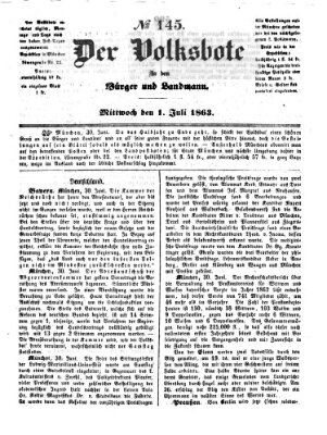 Der Volksbote für den Bürger und Landmann Mittwoch 1. Juli 1863