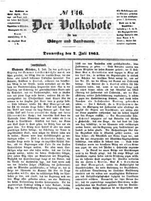 Der Volksbote für den Bürger und Landmann Donnerstag 2. Juli 1863