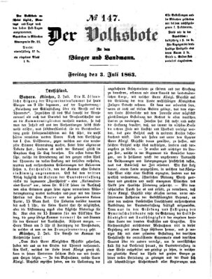 Der Volksbote für den Bürger und Landmann Freitag 3. Juli 1863