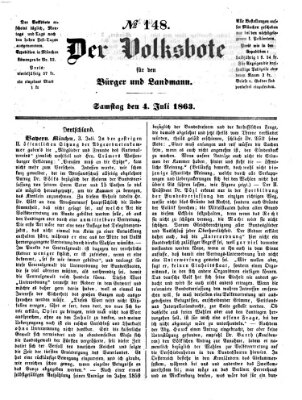 Der Volksbote für den Bürger und Landmann Samstag 4. Juli 1863