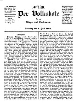 Der Volksbote für den Bürger und Landmann Sonntag 5. Juli 1863