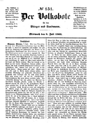 Der Volksbote für den Bürger und Landmann Mittwoch 8. Juli 1863